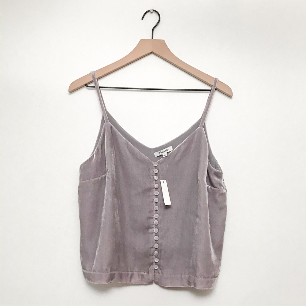 NWT MADEWELL Velvet Button-Down Cami - Picture 6 of 8